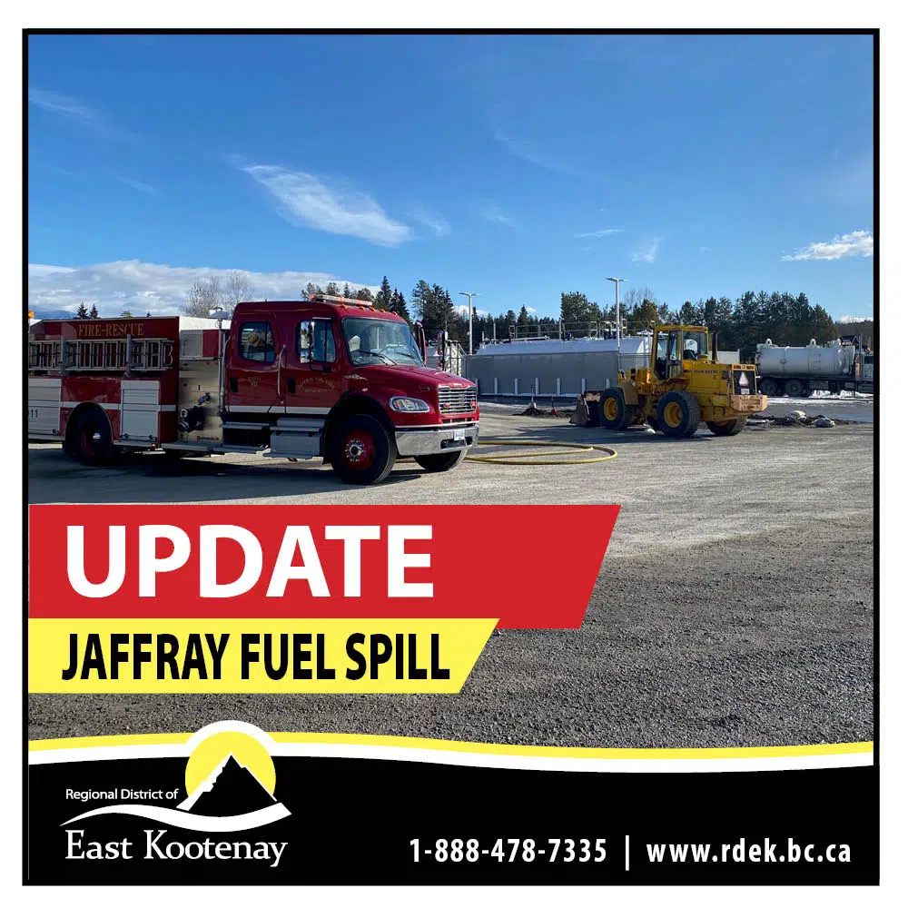 Jaffray residents advised to consider alternate sources for drinking water as response to fuel spill continues