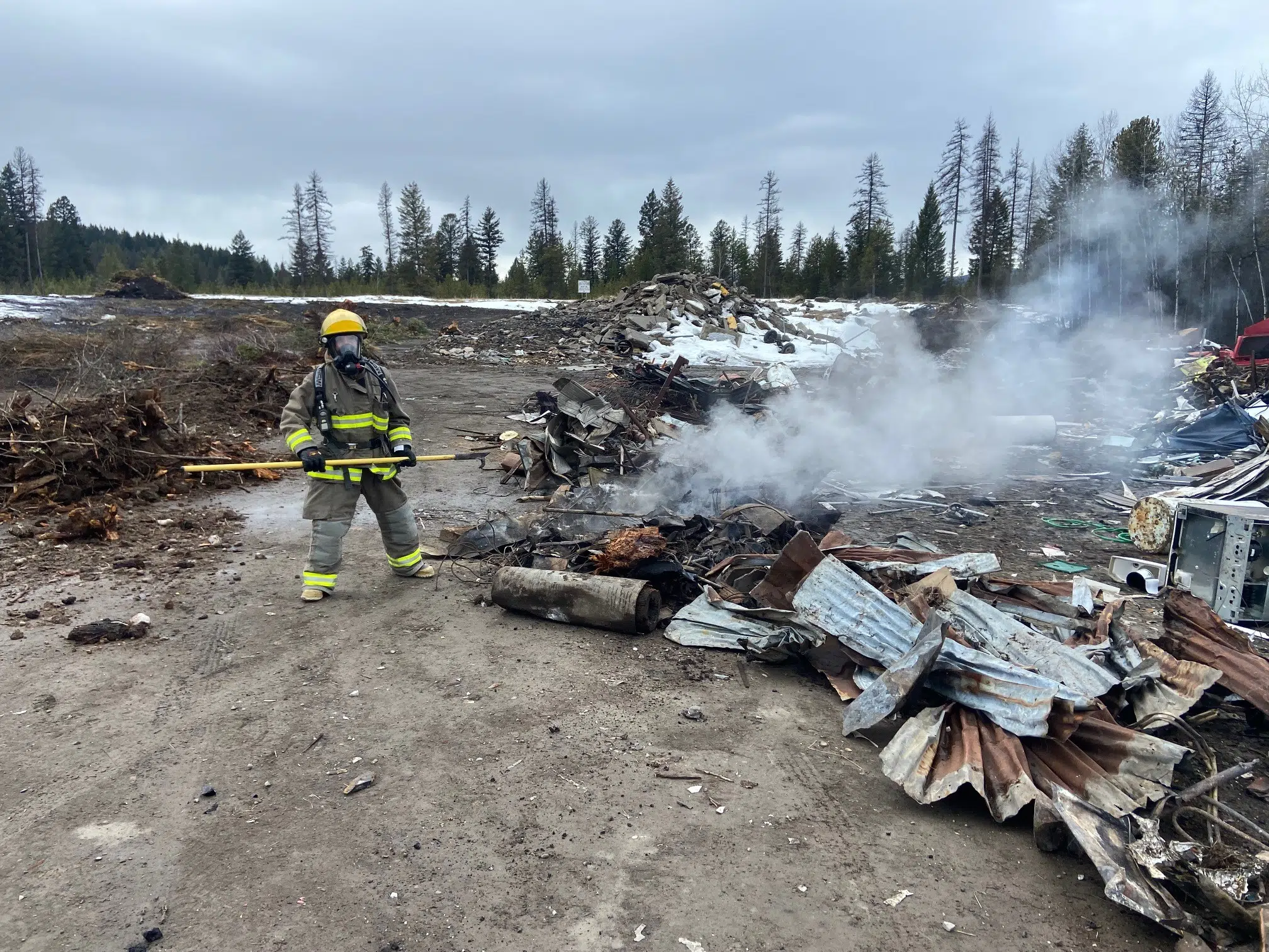 Jaffray Fire Department on scene at Tie Lake Transfer Station Fire