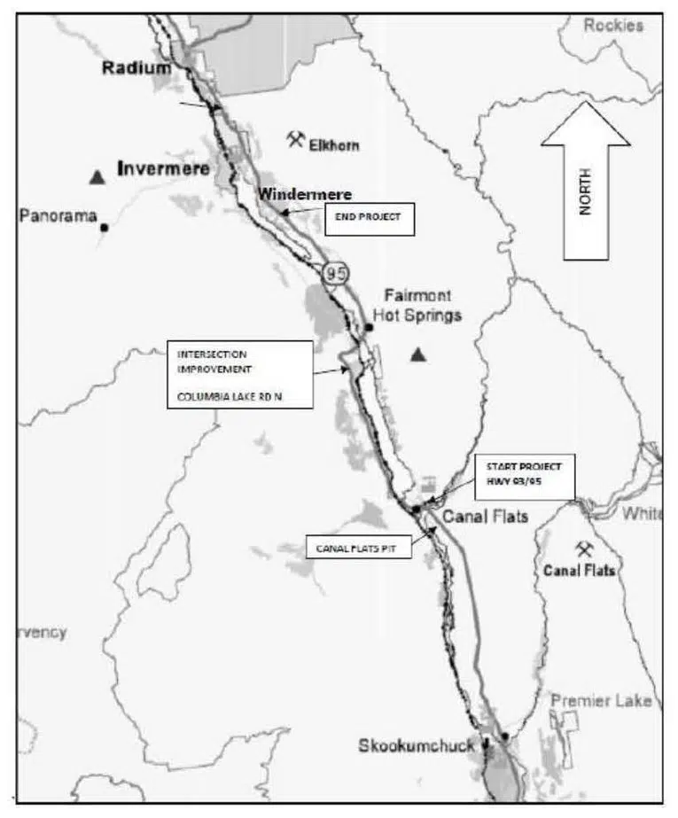 Construction planned on Highway 93 north of Canal Flats