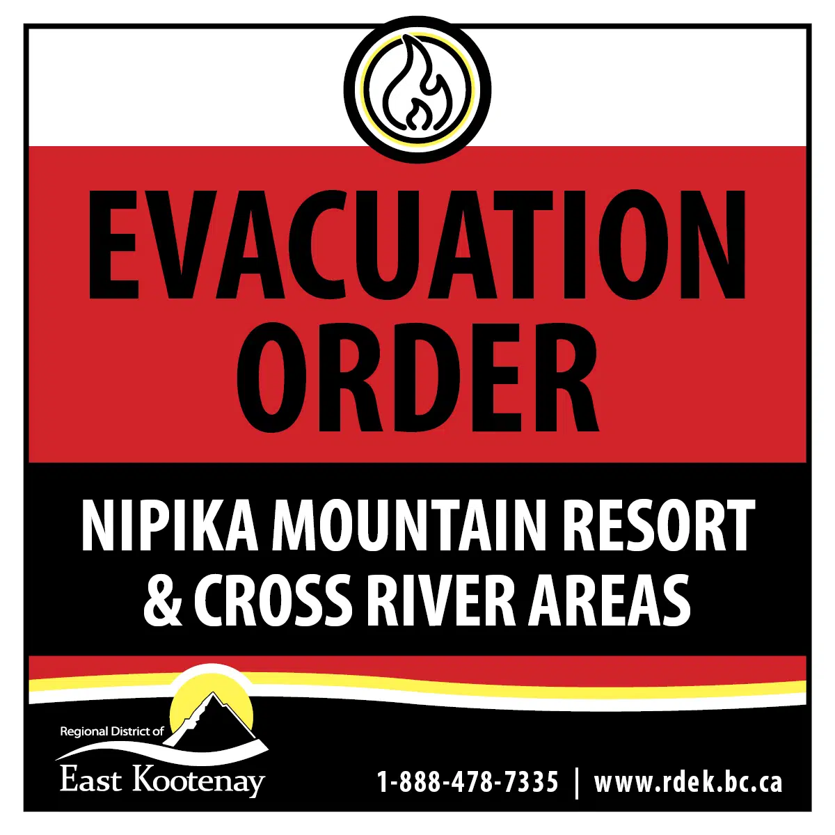 Evacuation Orders and Alerts issued as Yearling Creek wildfire increases to 1,150 hectares