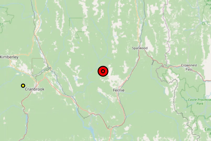 Out-of-control fire burns near Fernie, possibly due to lightning strike