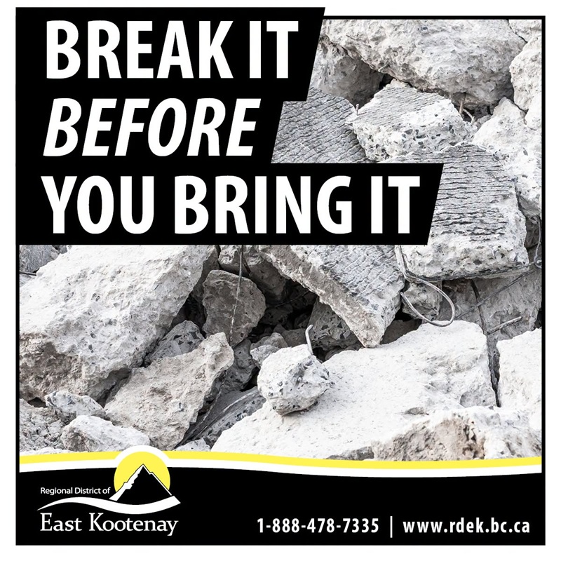Reminder to break down concrete before disposing at landfills