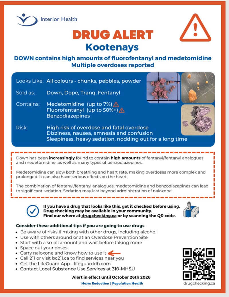 Interior Health issues drug alert for the Kootenays