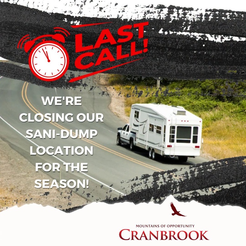 Cranbrook's sani-dump will be closed for the winter season