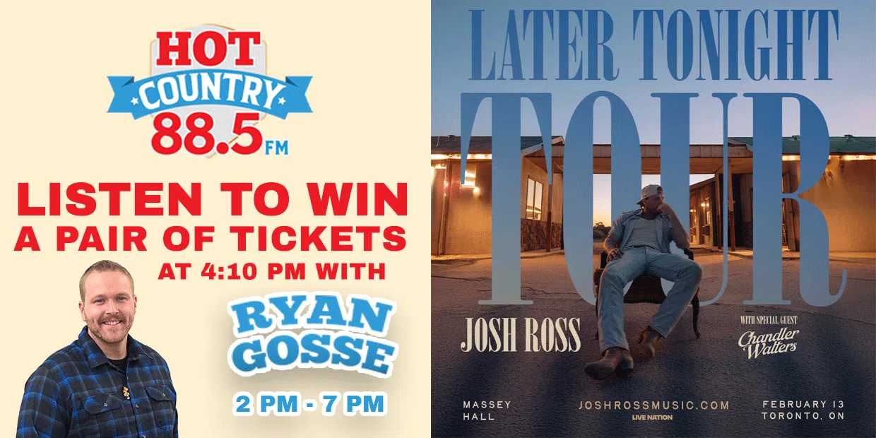 Feature: https://hotcountry885.ca/win/beat-the-box-office-win-2-tickets-to-see-josh-ross-at-massey-hall-on-february-13th/