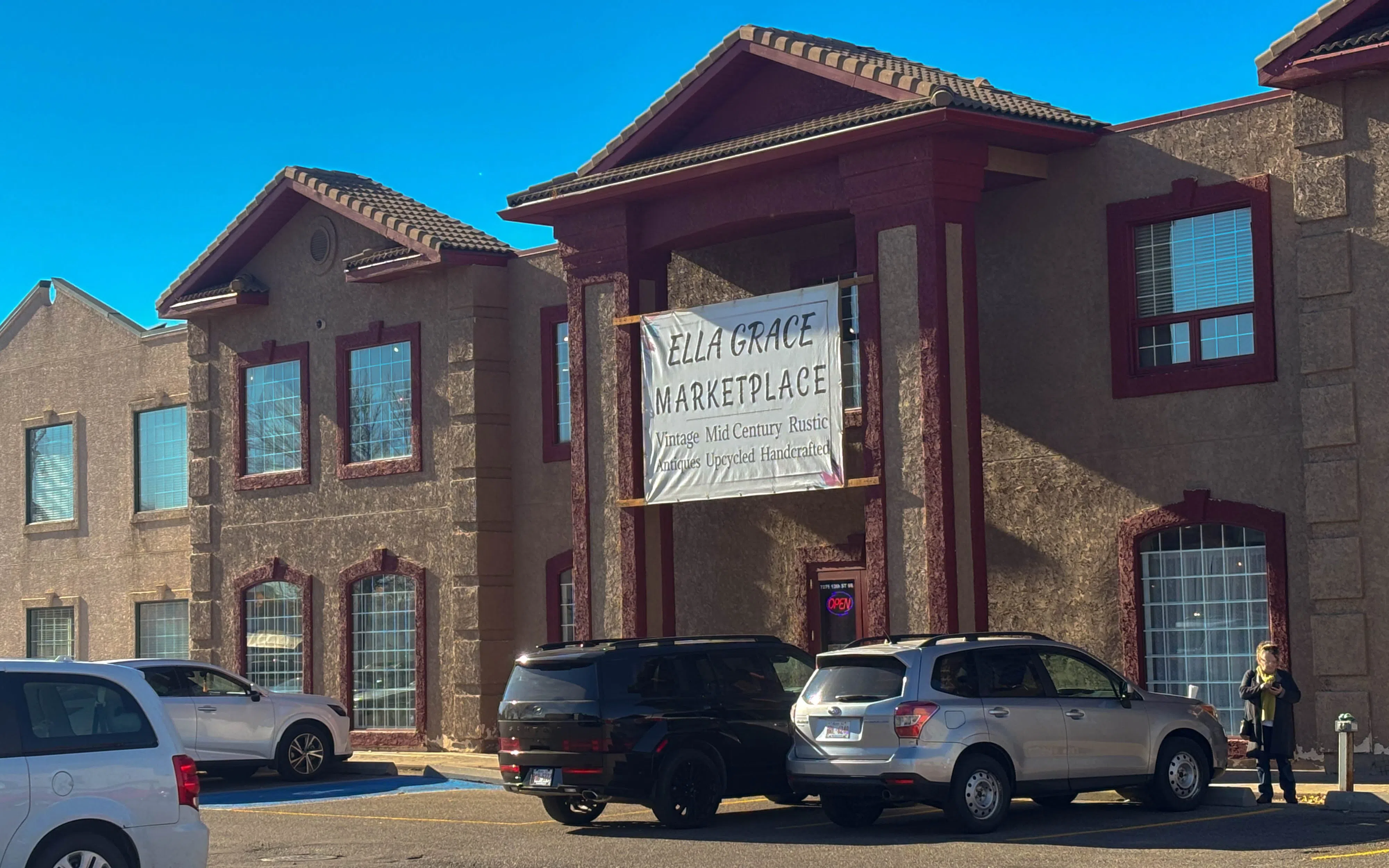 Far away view of the Ella Grace Marketplace store from the parking lot