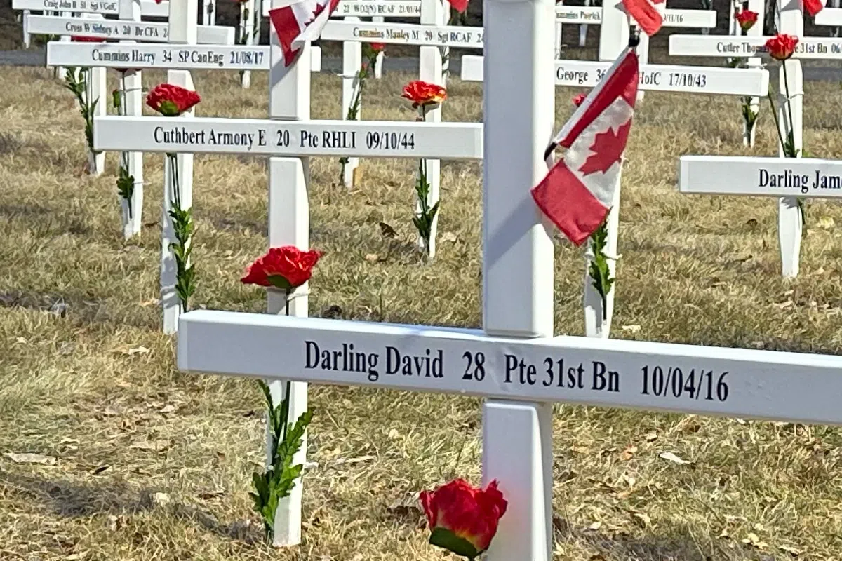 One of the many crosses planted at the Field of Crosses in Calgary.