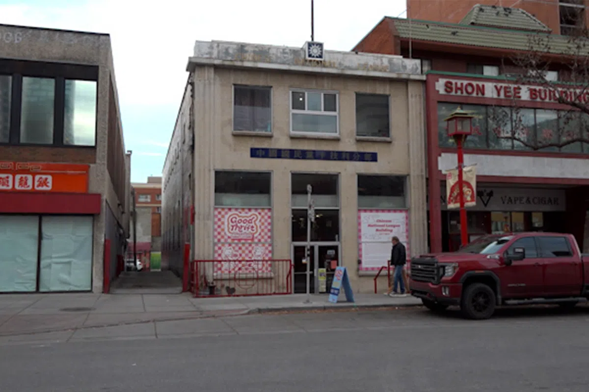 Across-the-street shot of Good Thrift store in Calgary