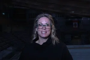 Paula McQuaid is photographed inside arena A at Winsport in Calgary.