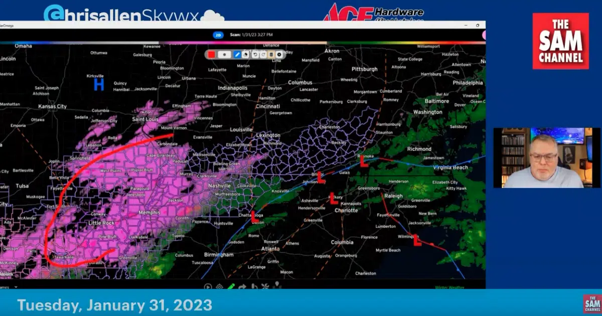 Chris Allen updates the winter weather advisory for Tuesday night