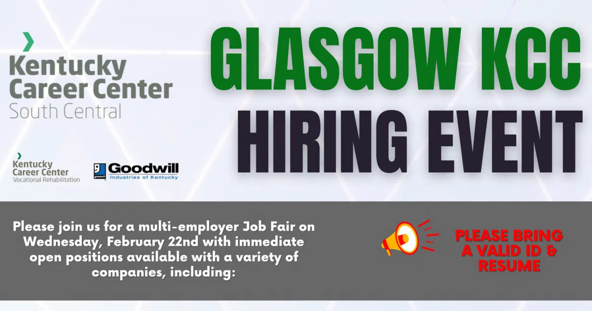 Hiring event is offered Wednesday at local Ky. Career Center Glasgow