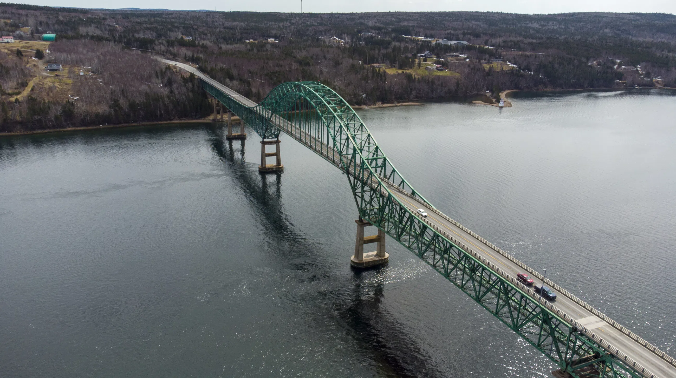 Lane reduction on Seal Island Bridge in Victoria County