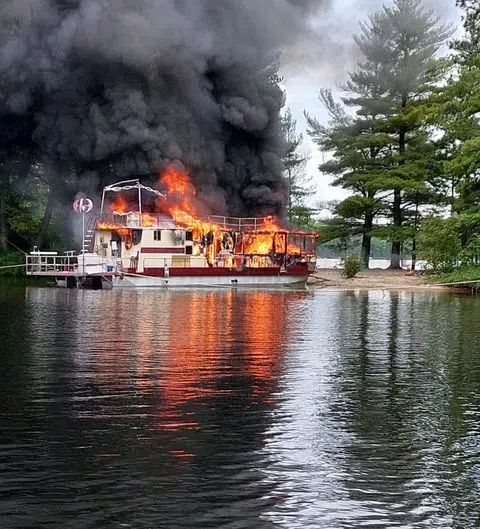 Houseboat destroyed by fire