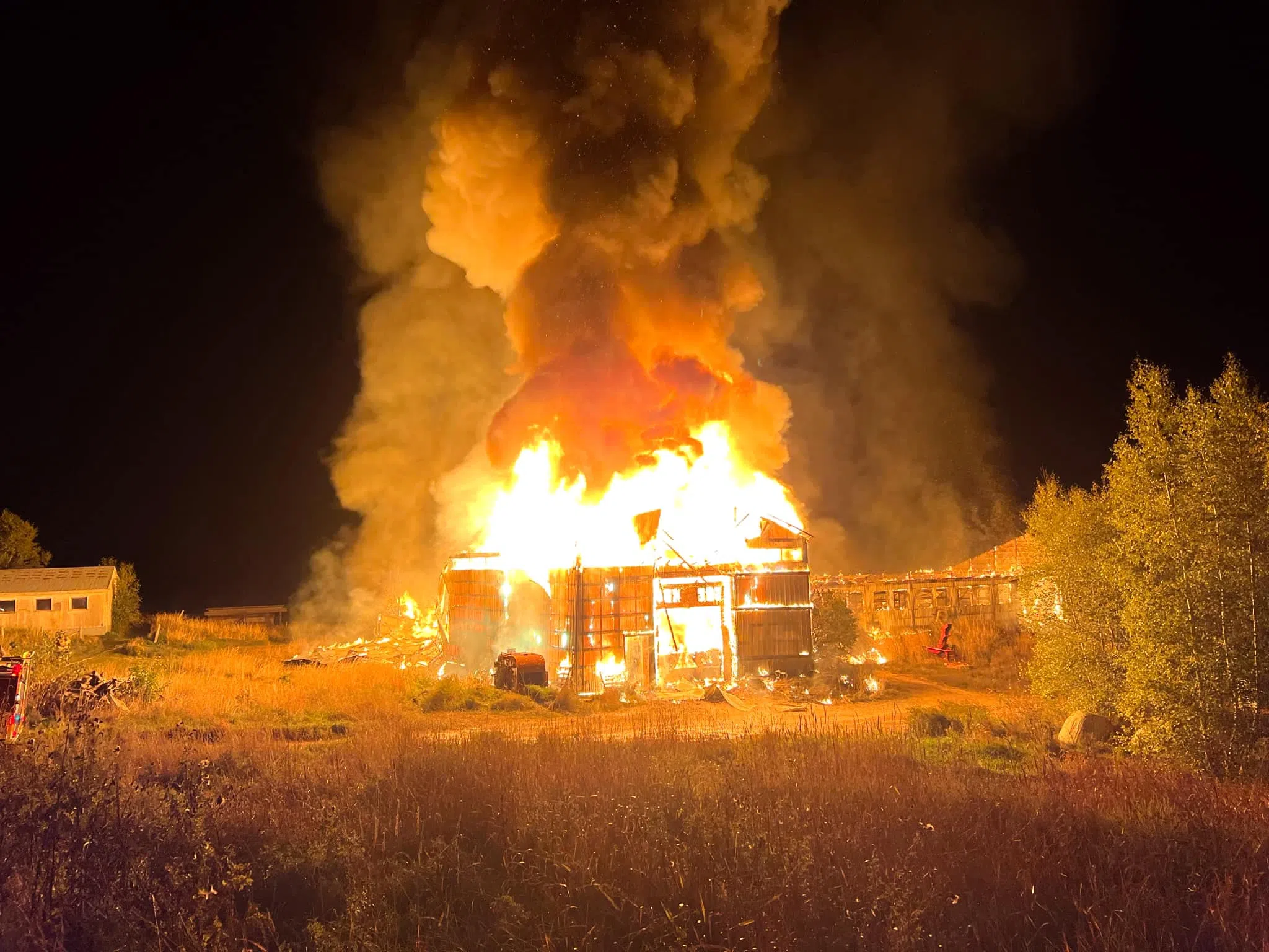 Large fire burns barn in Lower Coverdale