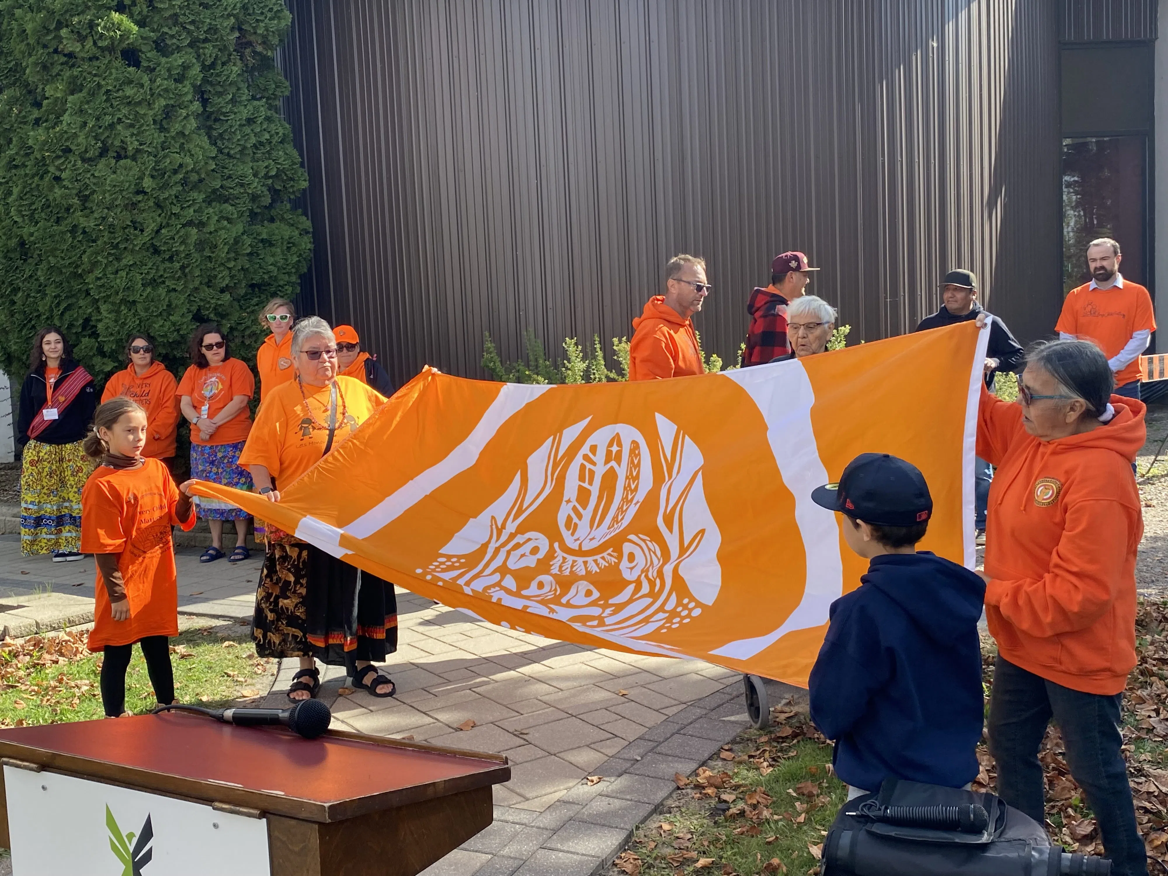 Survivors' flag flies at Civic Centre