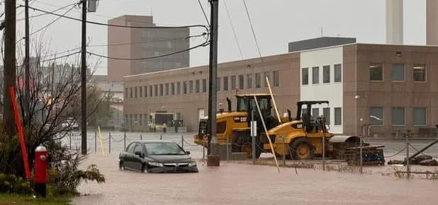 Localized flooding in downtown Moncton due to downpours