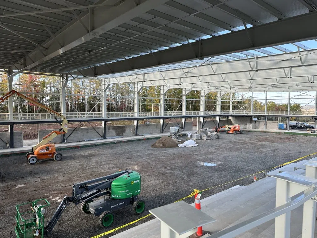 Machinery sits inside the new regional multipurpose centre under construction in Hampton.