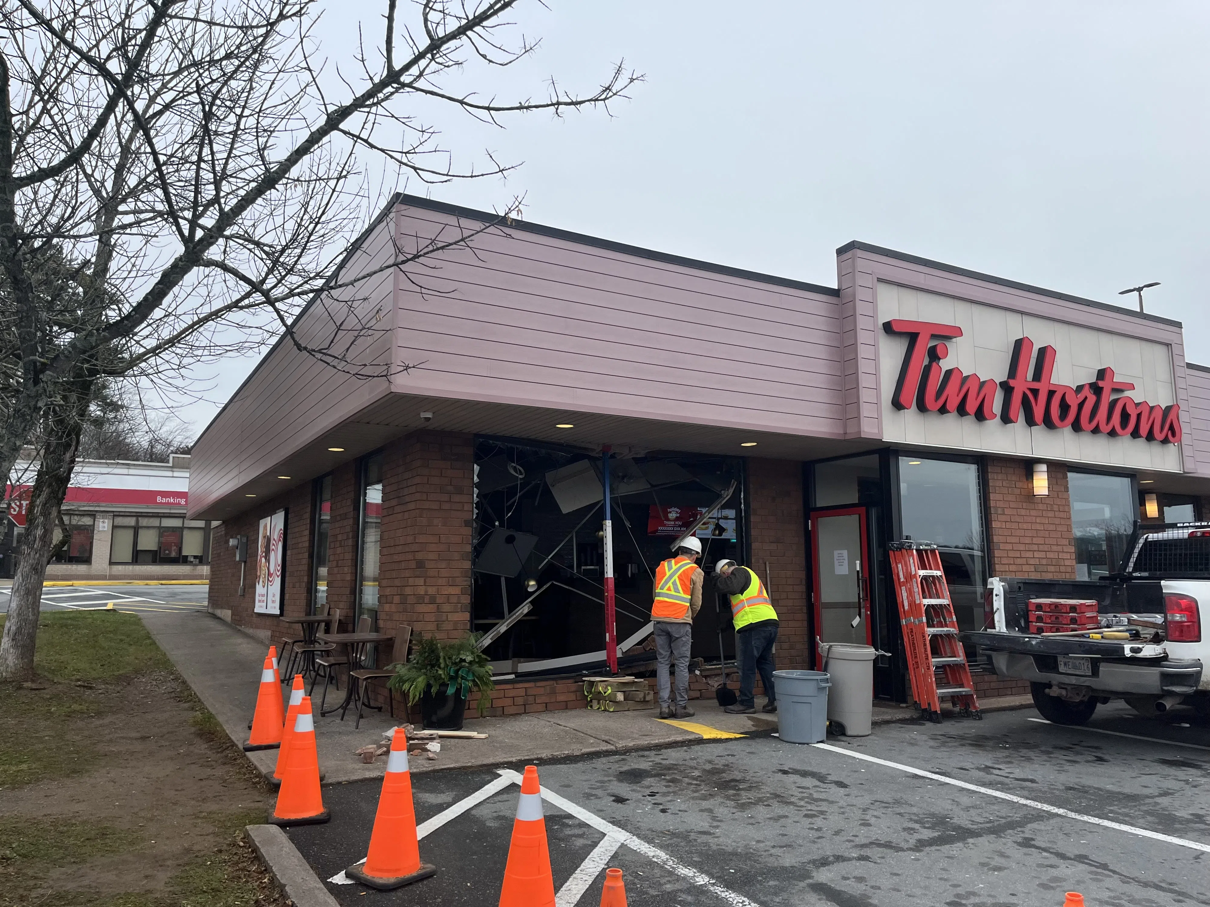 LaHave Street Tim Hortons temporarily closed after car runs into building