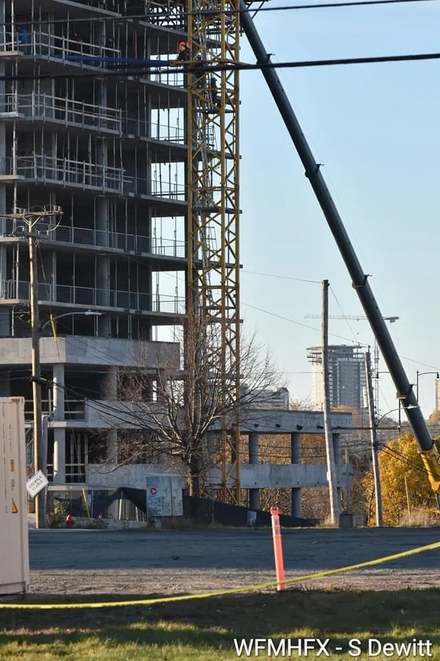 Unstable crane in Dartmouth