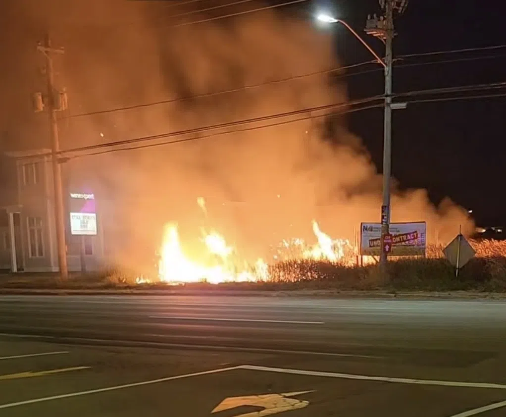 Grass fire closes Mountain Road