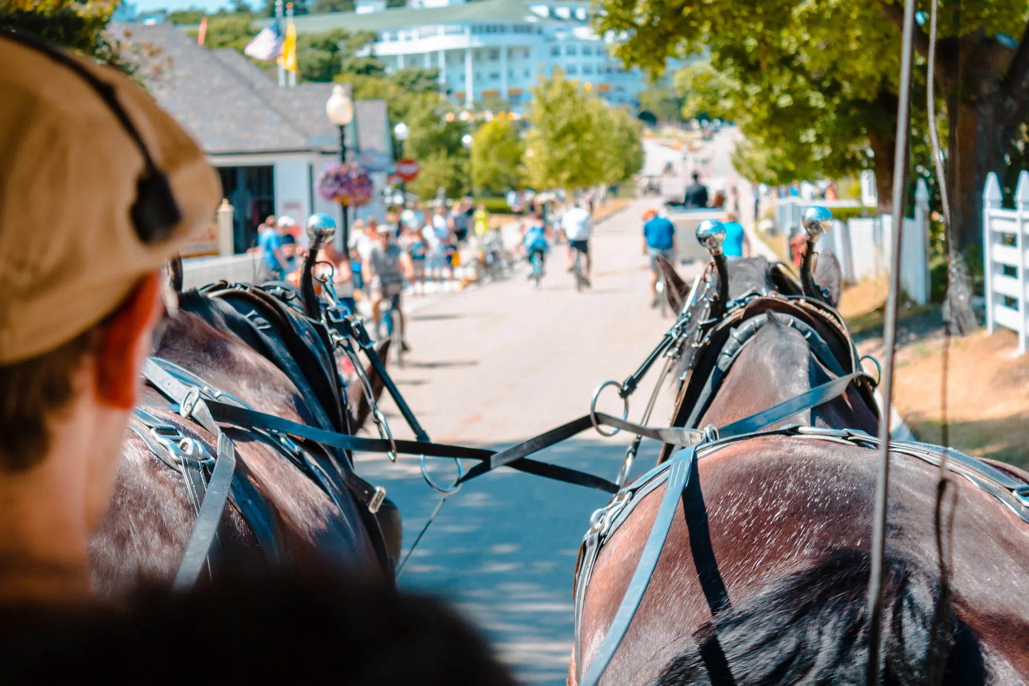Horse and buggy overturns at end of Queens County Parade