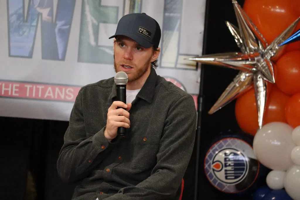 Connor McDavid speaking to students at Ottewell School for the Ben Stelter Foundation (Photo Credits – Daniel Barker-Tremblay)