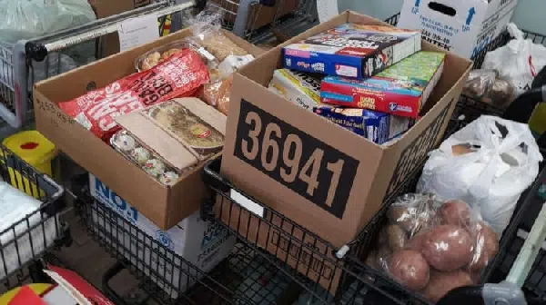 Food Bank Items inside grocery cart (Photo Submitted)