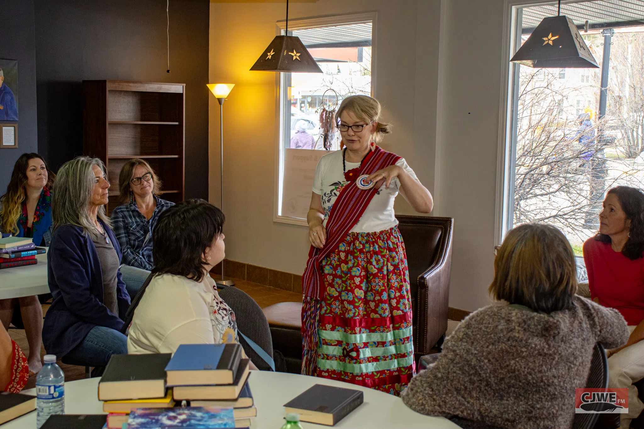 A lady giving a demonstration