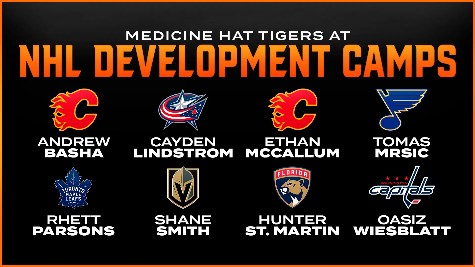Eight players from the Medicine Hat Tigers Headed to NHL Development