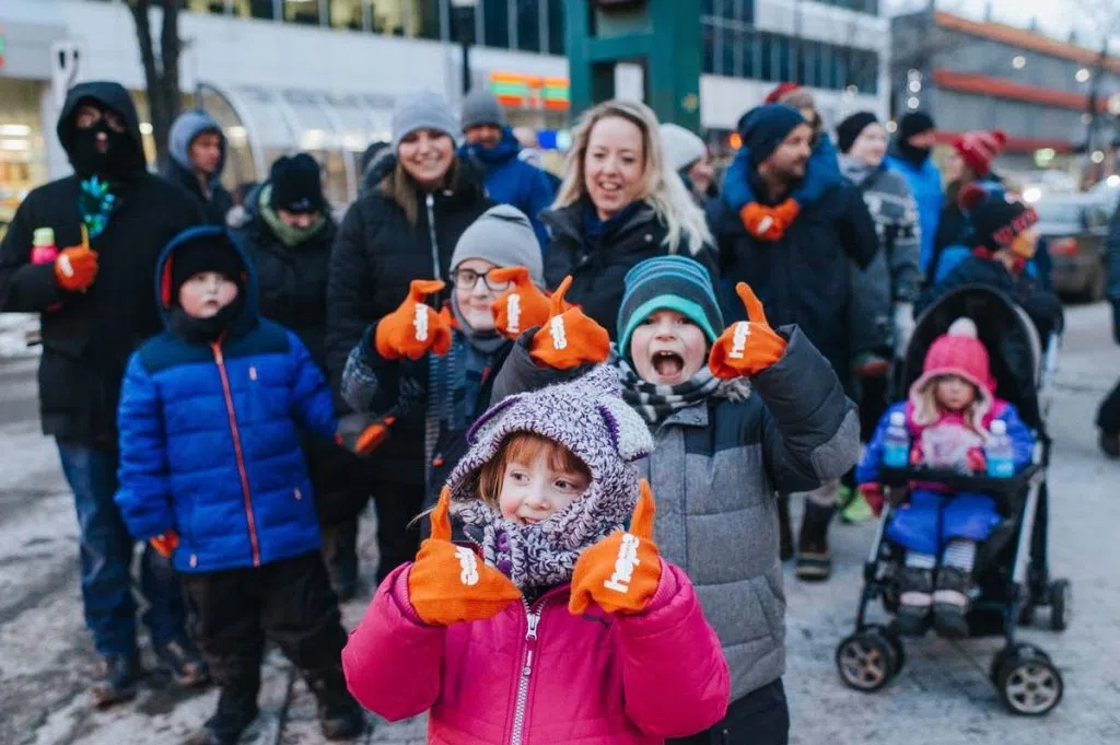 Community members all bundled up for the ‘Cold Hands Warm Hearts Walk’ (Photo Submitted)