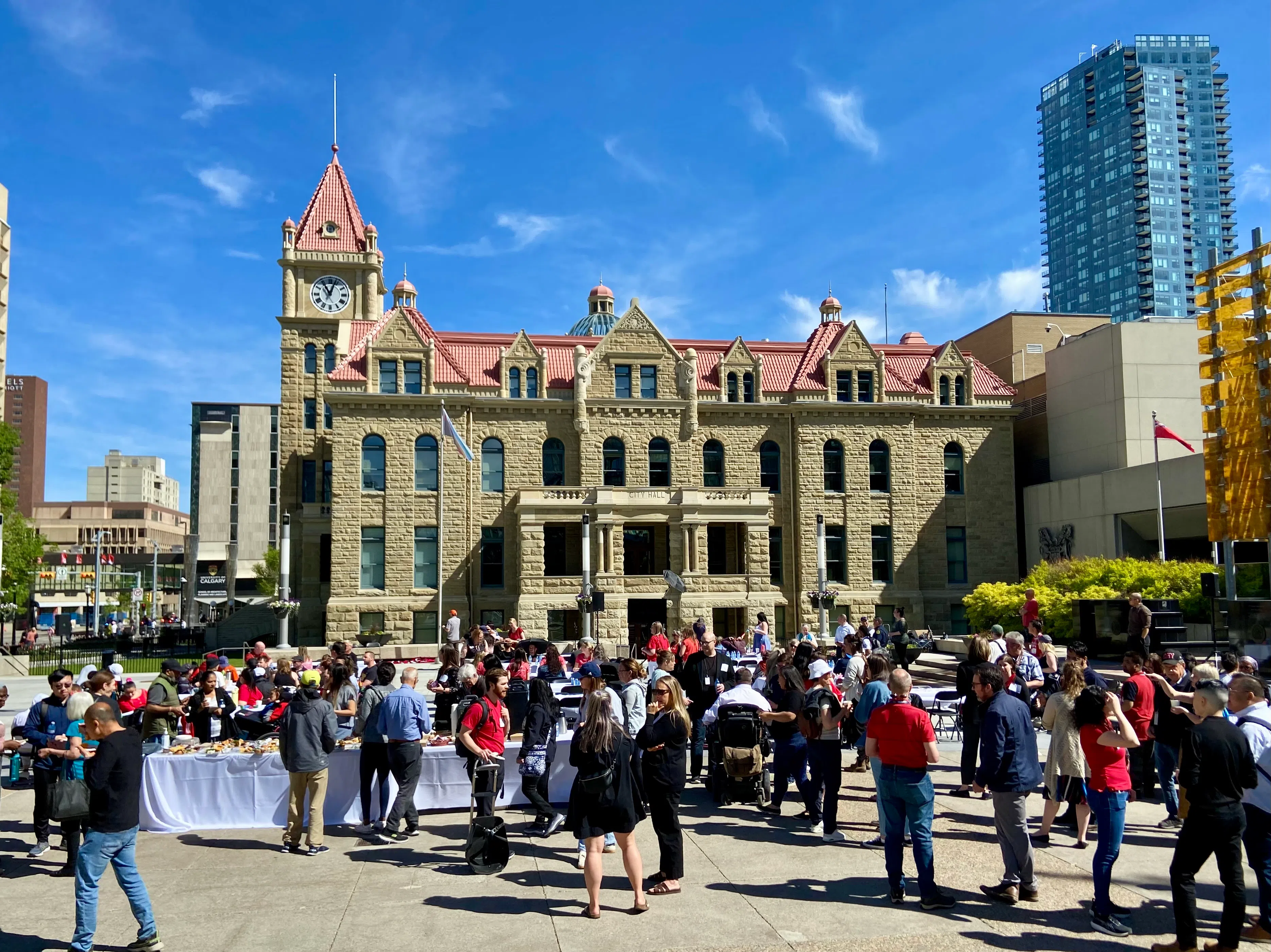Gathering to support National AccessAbility Week in Calgary in front of City Hall. Photo by William Baliko