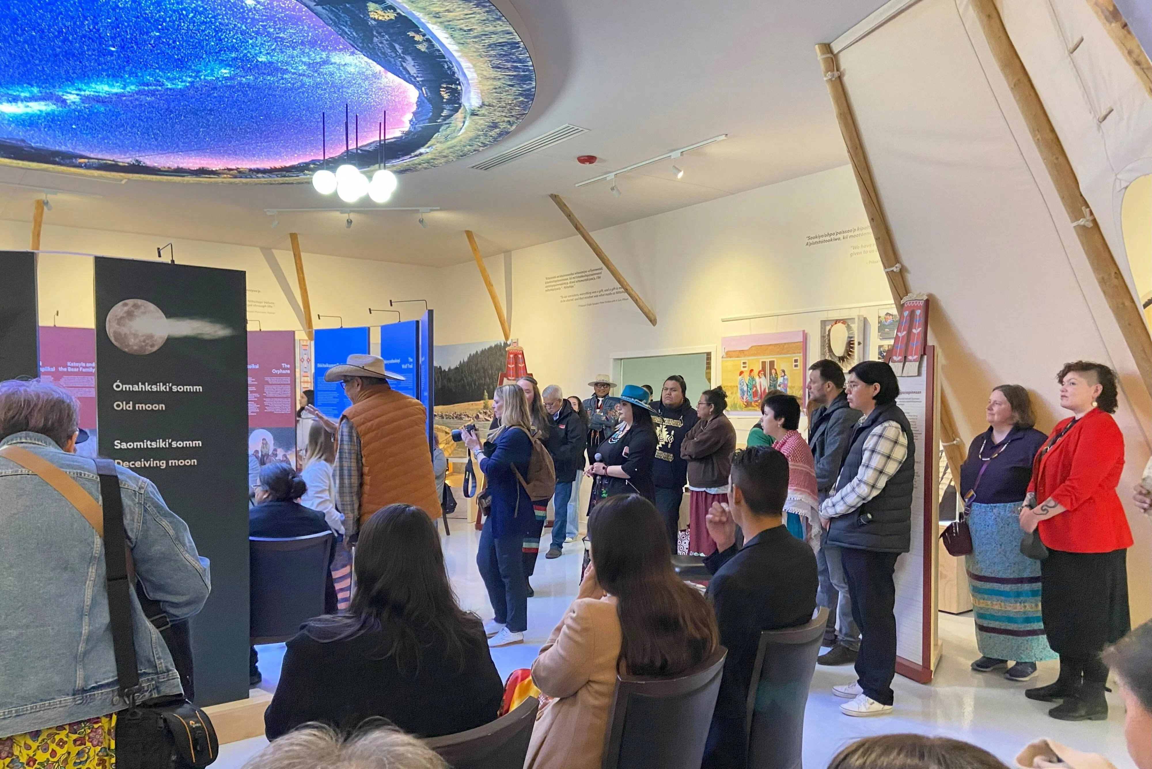 Gathering at the Confluence during the Blackfoot exhibit grand opening. Photo by William L. Baliko