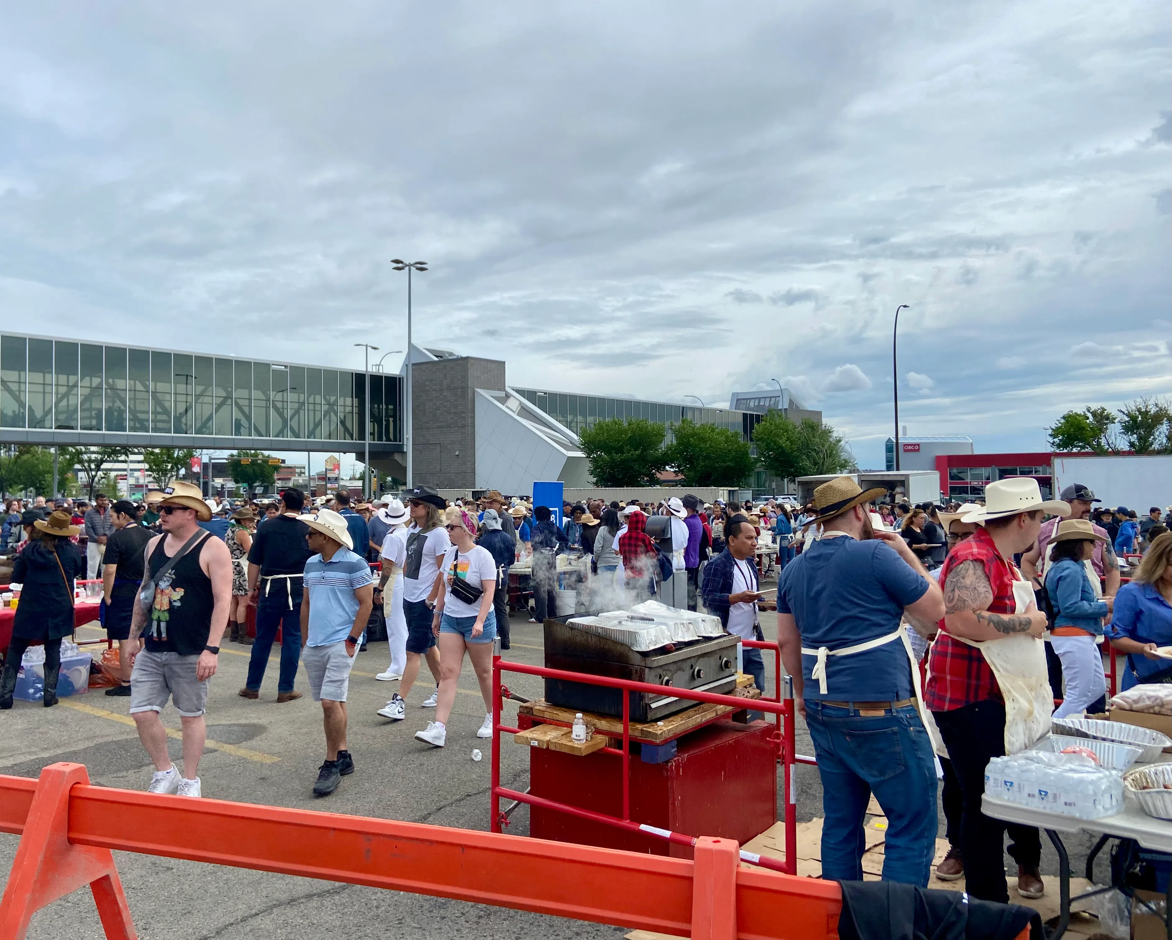 over a dozen pancake stations were setup, keeping lines moving swiftly as the pancakes flipped. Photo by William L. Baliko