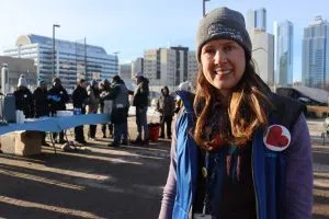 Kaitlin Laurdisen, Senior Manager of Boyle Street Community Services all smiles at the Winter Carnival (Photo Credits - Daniel Barker-Tremblay)