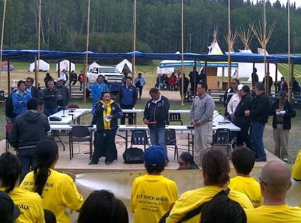 Cut Rock Walk with many gathered in Fort Chipewyan (Photo Credits - Cut Rock Walk)