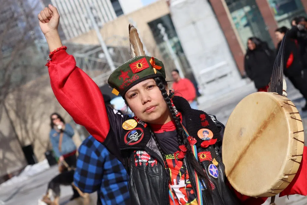 Earth Woman in Churchill Square at the MMIW gathering (Photo Credits - Daniel Barker-Tremblay)