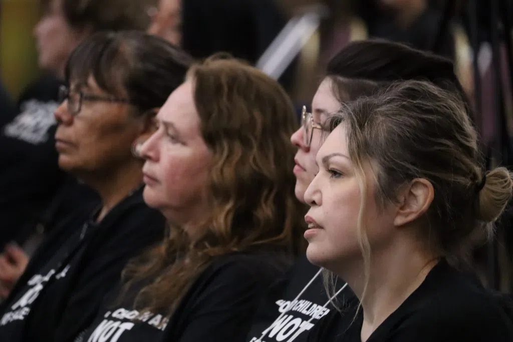 Treaty 8 members wearing shirts 'Bring our Children Home' (Photo Credits - Daniel Barker-Tremblay)