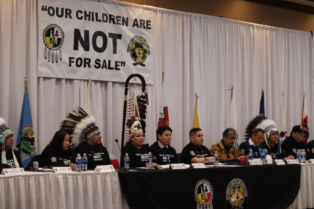 "Our Children are not for sale" sign at the Treaty 8 Law announcement (Photo Credits - Daniel Barker-Tremblay)