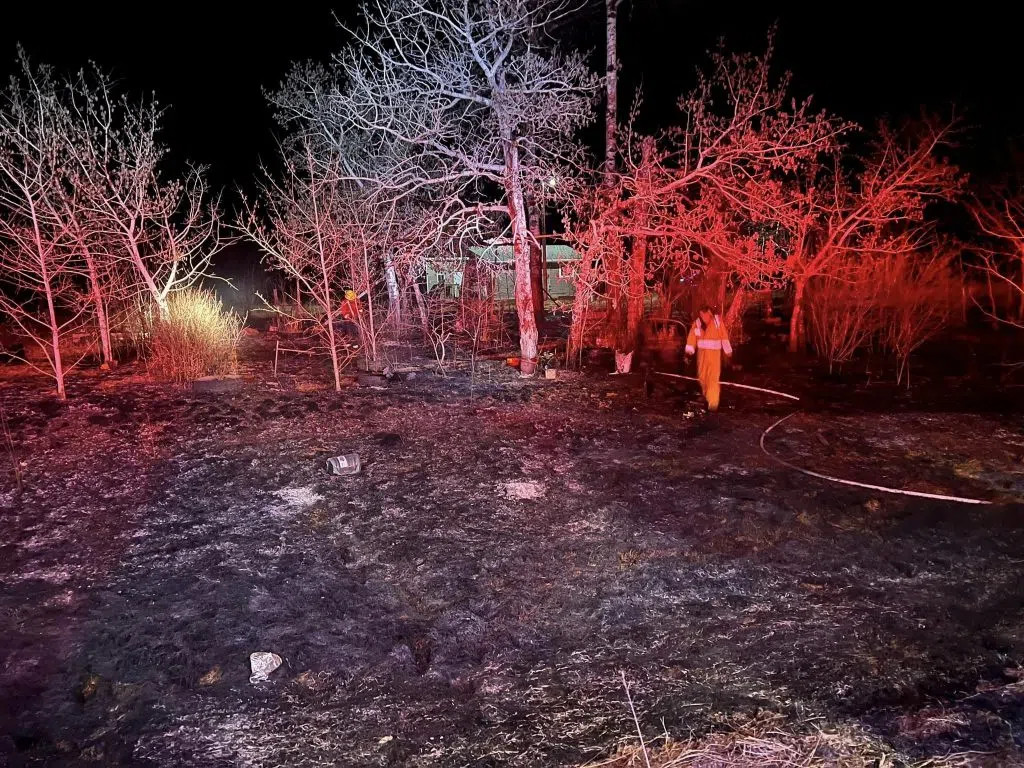A fire near the Pow wow Grounds in Beaver Lake Cree Nation that occurred on April 14 2024 (Photo Credits - Beaver Lake Fire Department)