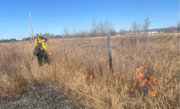 Beaver Lake Fire fighters putting out a controlled burn for training (Photo Credits - Beaver Lake Fire Department)