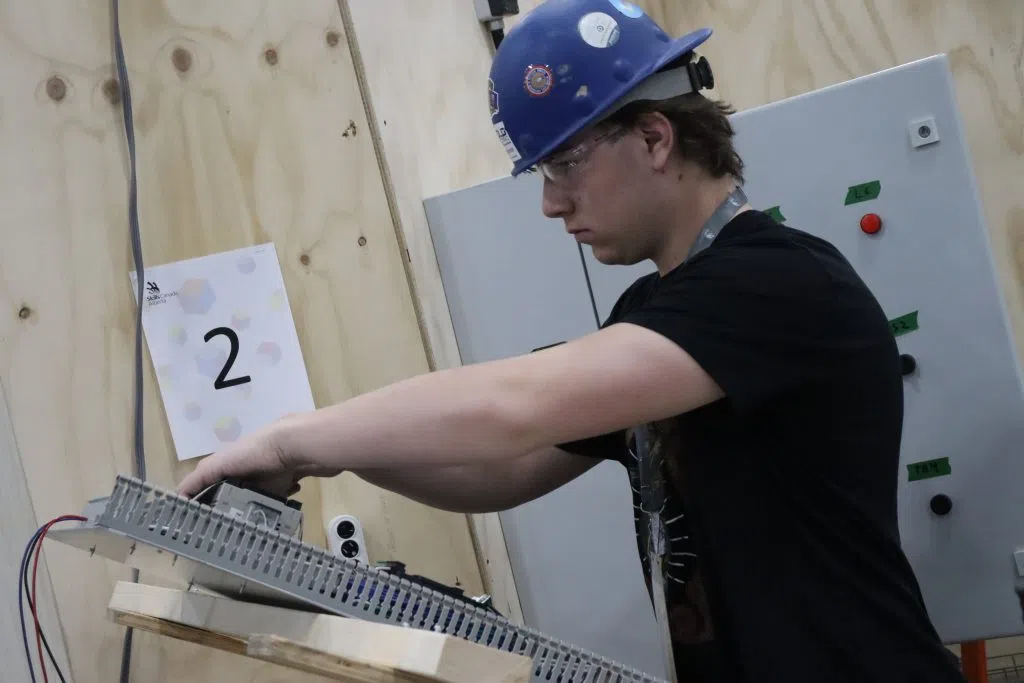 Skills Canada Alberta Competitor in Electrician Trade inside the Edmonton Expo Centre (Photo Credits - Daniel Barker-Tremblay)