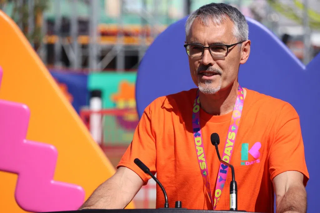 Arlindo Gomes, Vice President of Business Development and Venues at Explore Edmonton speaking at a media conference at K - Days (Photo Credits - Daniel Barker-Tremblay)