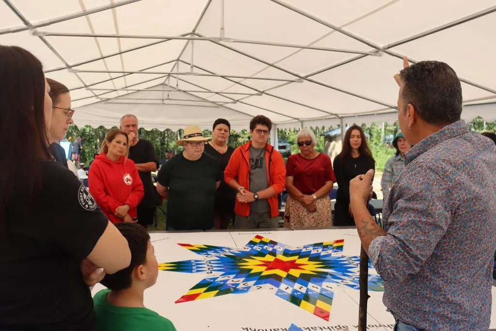 Starblanket teachings at the Achimowin Opaspiw Society Culture Camp (Photo Credits - Daniel Barker-Tremblay)