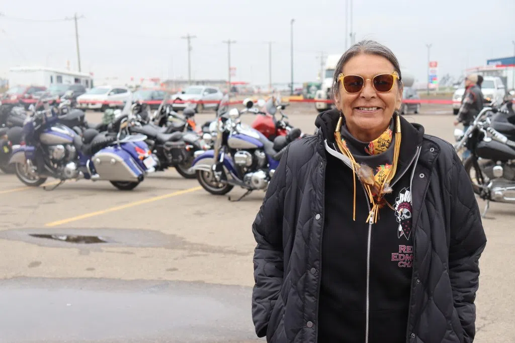 Bernadette Iahtail, executive director of Creating Hope Society at Ride to Reconciliation (Photo Credits - Daniel Barker-Tremblay)