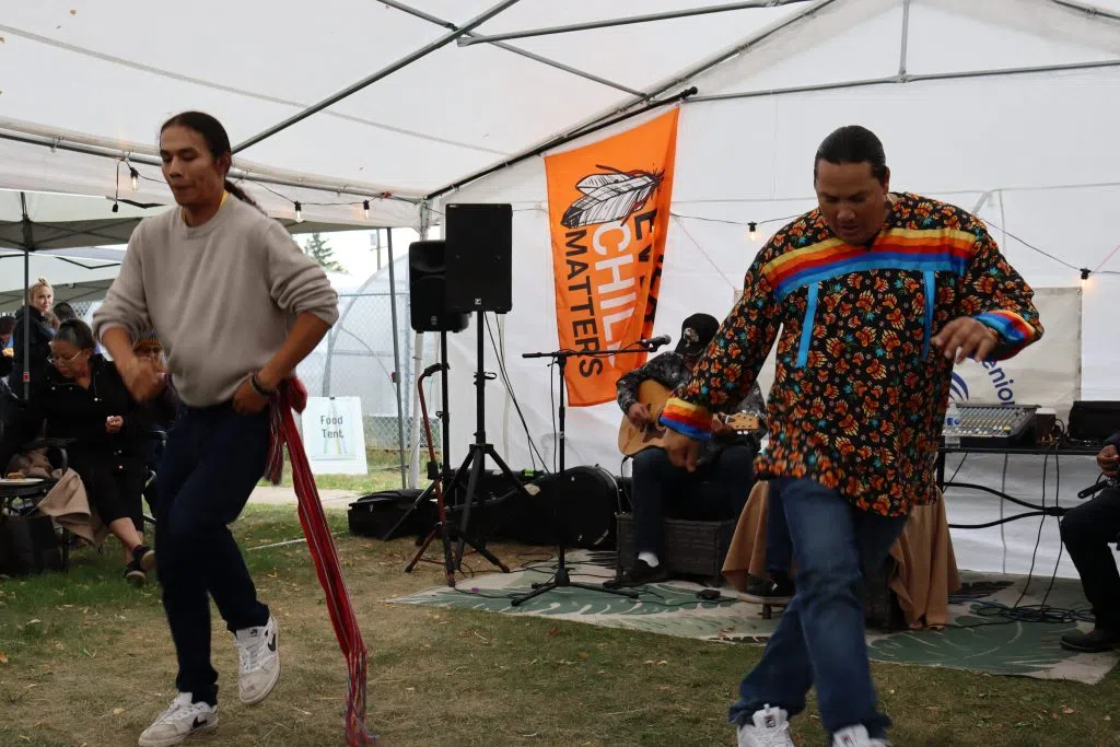 Metis Jiggers performing for the Elders at the Edmonton Aboriginal Seniors Centre Cultural Days event (Photo Credits - Daniel Barker-Tremblay)