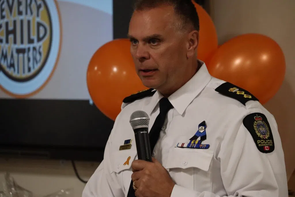 EPS Deputy Chief Darren Derko speaking at the 'Hand in Hand - A Step Towards Reconciliation' at Boyle Street Community Services (Photo Credits - Daniel Barker-Tremblay)