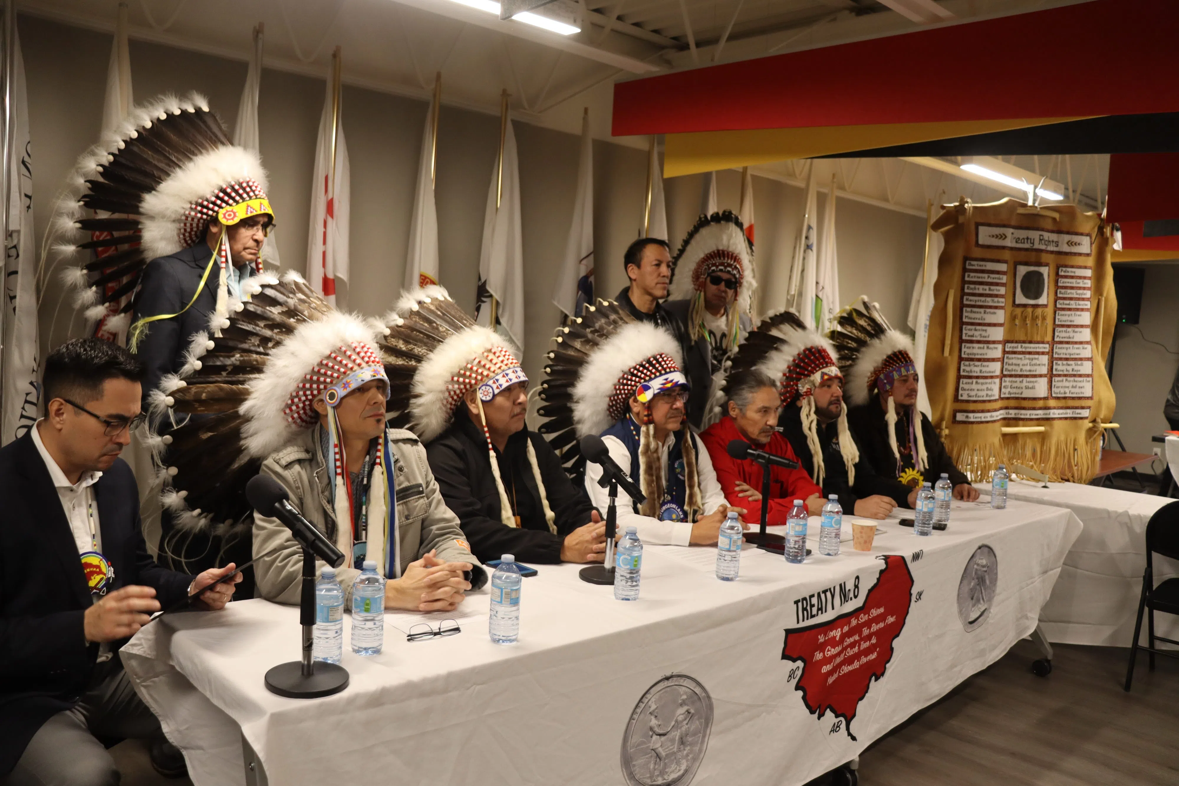 First Nation Leaders gathered to speak against the Alberta Separation (Photo Credits - Daniel Barker-Tremblay)