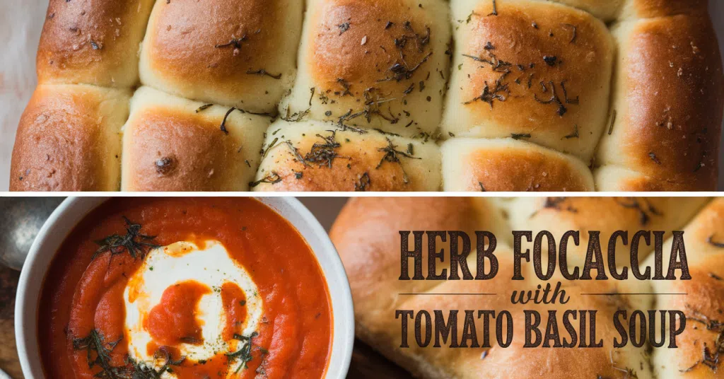 Herb Focaccia Bread with Tomato Basil Soup