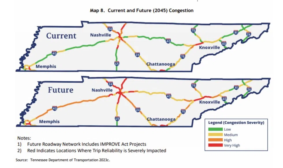 Proposed Tennessee inter-state rail routes