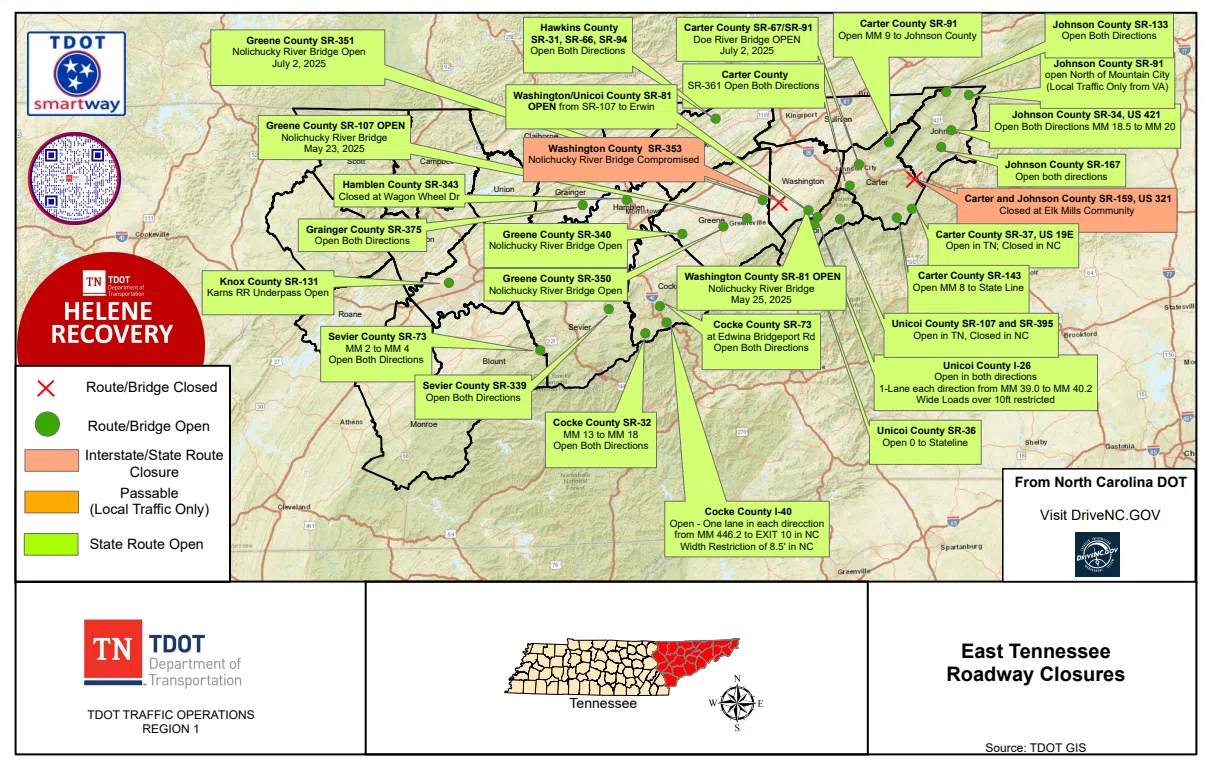 101824 State Route and Interstate Closure Map 101824 State Route and Interstate Closure Map